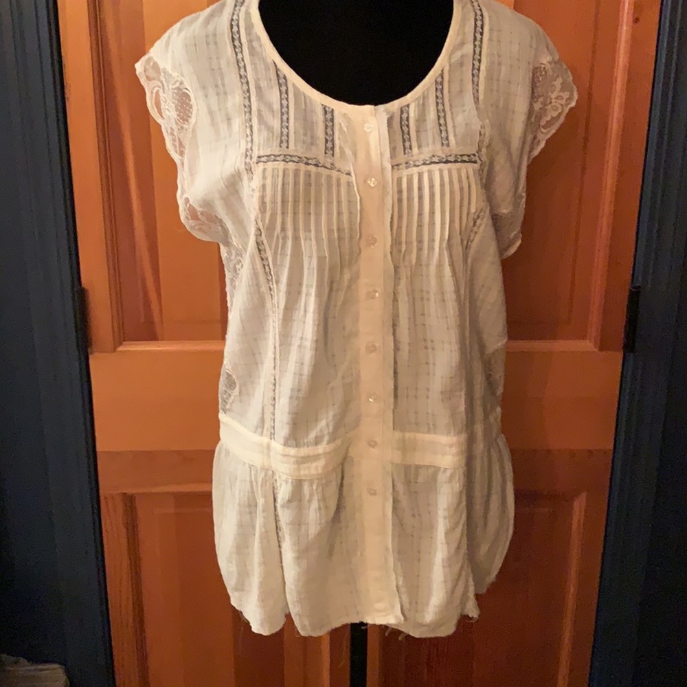 Free People Ivory Tunic button down